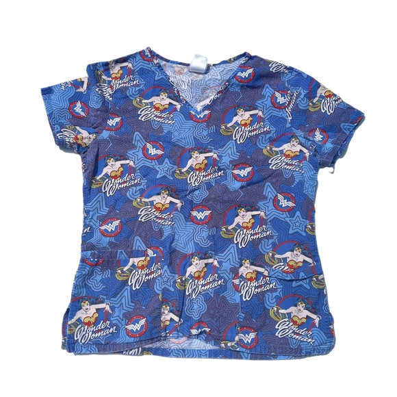 Wonder woman blue scrub top size small - Picture 2 of 10